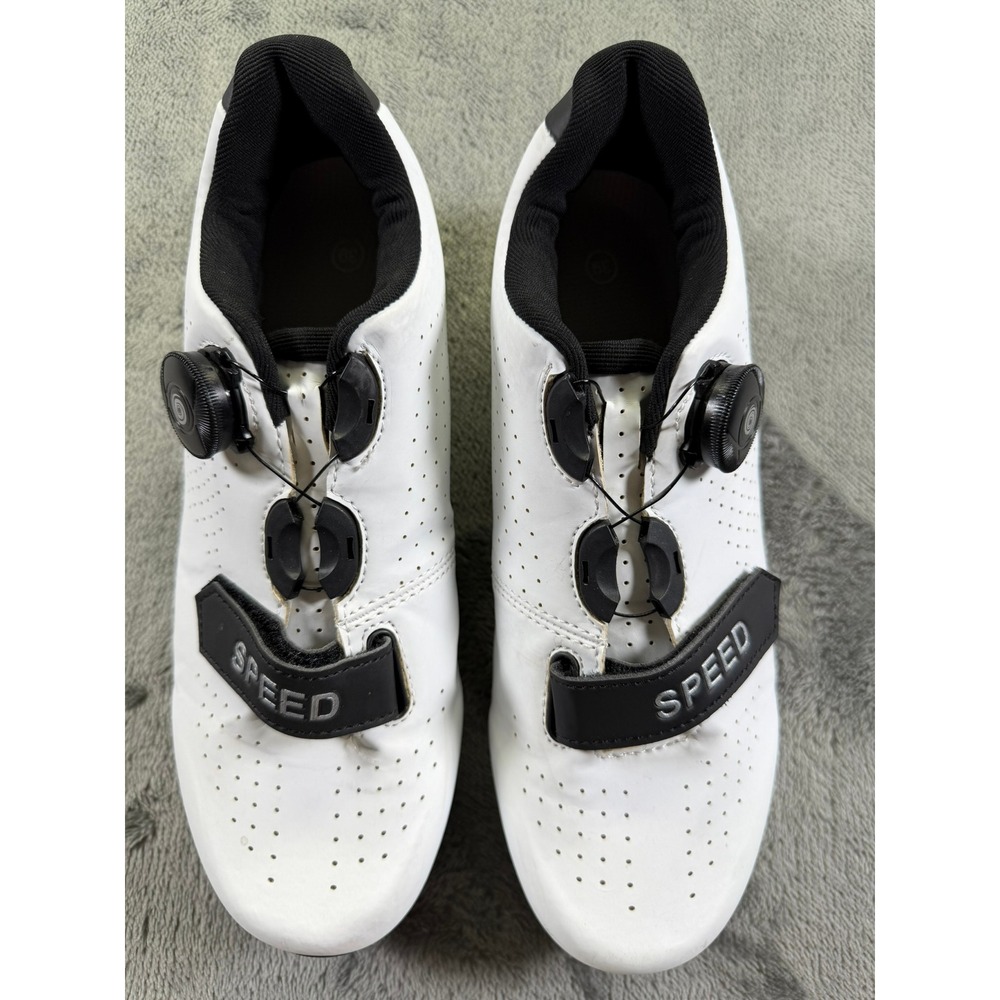 Speed Cycling Shoes White Black Rotary Dial Hook Loop Strap EU 39 Road Indoor